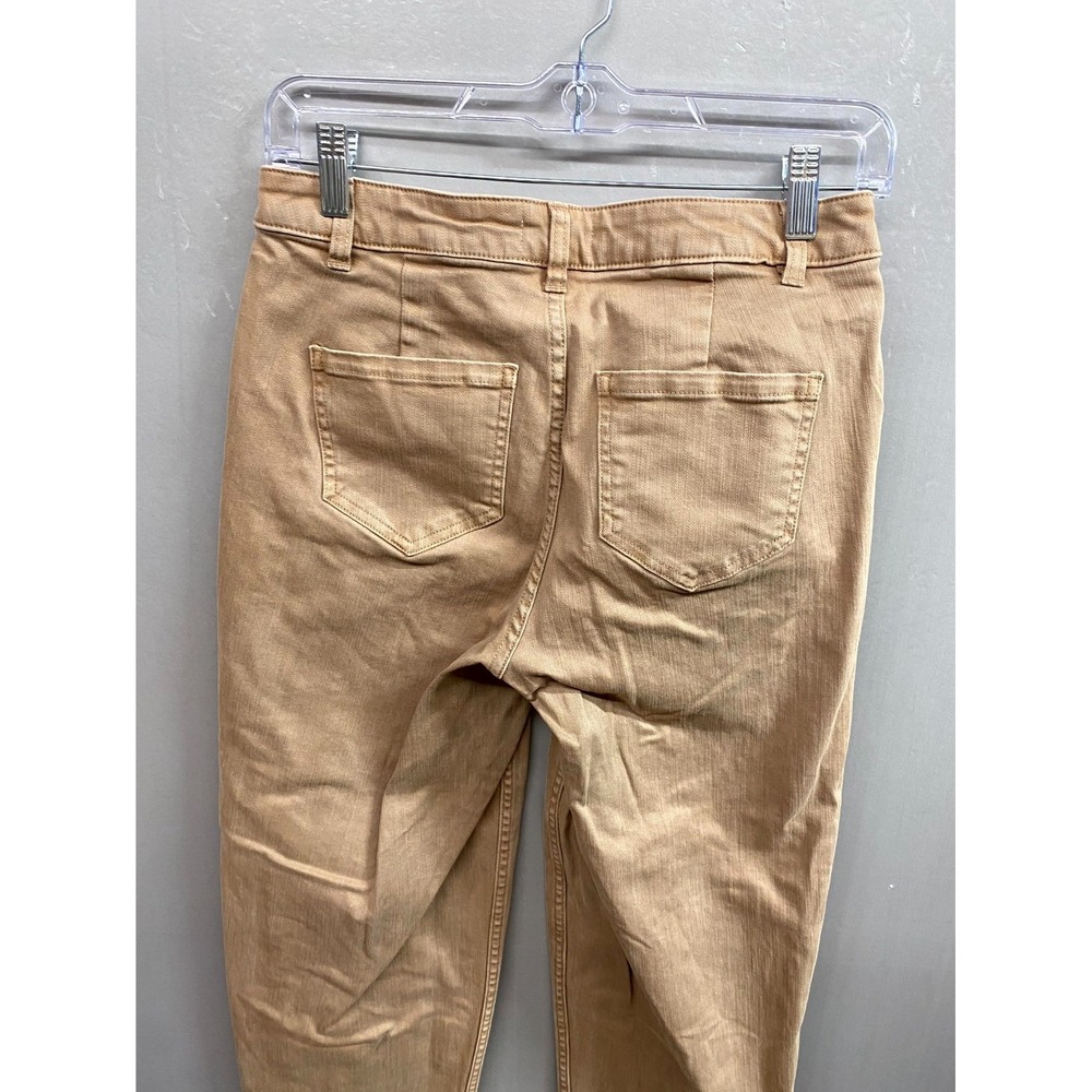 Molly Yeh Pants Womens 2 Brown Cotton Stretch Barrel Leg Flat Front Streetwear - Picture 9 of 12